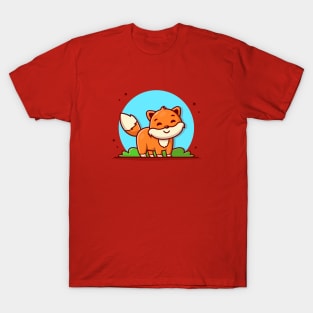 Cute Fox Cartoon Vector Icon Illustration T-Shirt